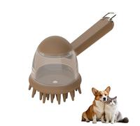 3-in-1 Dog Washing Brush with Soap Dispenser, Pet Silicone Shower Brush for Cats Dogs, Bath Brush Dog, Massage Bath Brush, Furminator for Dogs, Dog Shower Brush with Non-Slip Handle (Coffee)