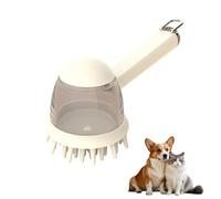 3-in-1 Dog Washing Brush with Soap Dispenser, Pet Silicone Shower Brush for Cats Dogs, Bath Brush Dog, Massage Bath Brush, Furminator for Dogs, Dog Shower Brush with Non-Slip Handle (White)