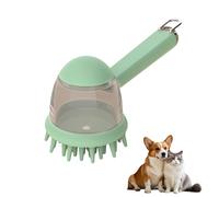 3-in-1 Dog Washing Brush with Soap Dispenser, Pet Silicone Shower Brush for Cats Dogs, Bath Brush Dog, Massage Bath Brush, Furminator for Dogs, Dog Shower Brush with Non-Slip Handle (Green)