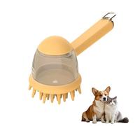 3-in-1 Dog Washing Brush with Soap Dispenser, Pet Silicone Shower Brush for Cats Dogs, Bath Brush Dog, Massage Bath Brush, Furminator for Dogs, Dog Shower Brush with Non-Slip Handle (Yellow)