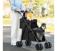3-in-1 Double Layer Pet Stroller for Dogs & Cats Foldable 4-Wheel Carrier 2-Level Design Portable Dog & Cat Transport Ideal for Small Animals