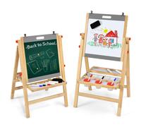3 in 1 Double Sided Kids Easel Foldable Adjustable Chalkboard