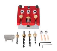 3 in 1 Drill Woodw Hole Punch Positioner Lor Jig System Kit, Aluminum y Woodw Engd Scale for A Dril, with Hex Wrench and