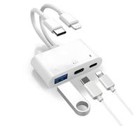 3-in-1 Dual-Wire Audio Transfer Card Reader OTG Adapter, MFi Certified USB C for iPhone 15/16 Pro Max, iPad, Samsung,USB 3.0- Supports External Hard Drive, Earphone U Disk,Fast Charge Data Sync