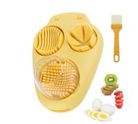 3 in 1 Egg Slicer for Hard Boiled Eggs with Cleaning Brush, Multipurpose 3-Way Cutter with 3 Slice Modes, Heavy Duty, Hard Boiled Egg Cutter & Fruit Slicer (Yellow)