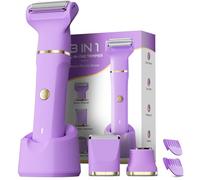3 in 1 Electric Bikini Trimmer for Women - IPX7 Waterproof Wet Dry Body Shaver, Pubic Hair Trimmer, Facial Hair Remover With Ceramic Blade, USB Recharge Dock - Gift for Women