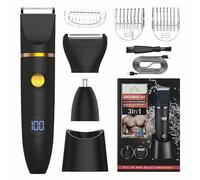 3-in-1 Electric Body & Face Trimmer, Painless Hair Removal for Sensitive Areas, Bikini, Legs, IPX6 Waterproof, Wet/Dry Use, USB Rechargeable Unisex Groomer