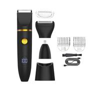 3 in 1 Electric Body Hair Trimmer for Men, Versatile Groin Trimmer for Women, Painless Bikini Trimmers, USB Recharge Dock, Replaceable Body Grooming Kit for Face, Legs, Underarm (Black)