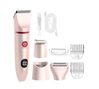 3 in 1 Electric Body Hair Trimmer for Men, Versatile Groin Trimmer for Women, Painless Bikini Trimmers, USB Recharge Dock, Replaceable Body Grooming Kit for Face, Legs, Underarm (Pink)