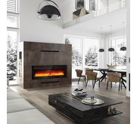 3 In 1 Electric Fireplace, 40"/102cm Freestanding/Wall Mounted/Recessed Electric Fireplace with 12 Colour Flame Effect, Touch & Remote Control, 2 Heat Settings 900W - 1800W