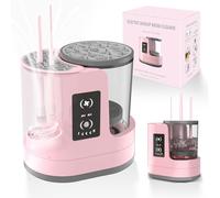 3 IN 1 Electric Makeup Brush Cleaner Machine With Makeup Brush Dryer-Holder-Portable Automatic USB Cosmetic Brushes Cleaner Tool for All Size Beauty Makeup Brush Set,Eyeshadow, Blush Brush (Rose Pink)