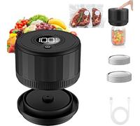 3-in-1 Electric Mason Jar Vacuum Sealer Kit for Mason Jars, Food Savers & Containers,Compact and Portable Design for Home Canning and Storage, Ideal for Reducing Food Waste, Black