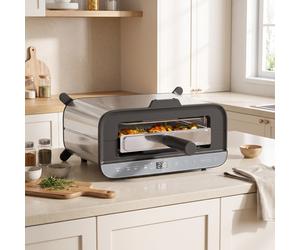 3-in-1 Electric Mini Oven, Long Slot Toaster and Tabletop Grill, Stainless Steel