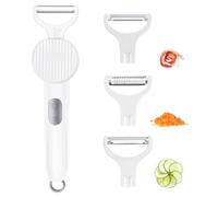 3-in-1 Electric Peeler | Auto Blade for Fruits/Vegetables | 3 Interchangeable Blades | USB Charging,Battery Capacity 1500 mAh | Kitchen, Travel, Camping (PL909-WHITE-UK)