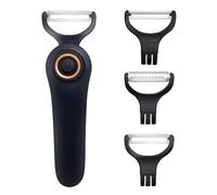 3-in-1 Electric Peeler | Auto Blade for Fruits/Vegetables | 3 Interchangeable Blades | USB Charging,Battery Capacity 1500 mAh | Kitchen, Travel, Camping (PL907E-BLACK)