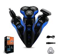 3 in 1 Electric Razor with Nose Hair Trimmer,Sideburns Trimmer for Men,Cordless Rechargeable 4D Shaver for Men, Wet/Dry Men's Shaver,2025 Upgrade Electric Shavers,Waterproof Razor Grooming Kit(Blue)