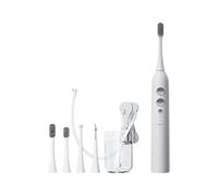 3-in-1 Electric Toothbrush with Flosser, Suspended Magnetic Sonic Rechargeable Rinse Cleaner, Travel Cordless, Portable Oral Rinse IPX7 Waterproof, Remove Plaque, Whiten Teeth (Q1 White)