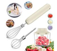 3-in-1 Electric Whisk, Hand Mixer, Small Cordless Hand Blender, Mini Onion Chopper 300ML, Rechargeable Hand Whisk Electric, Food Processor for Baby, Baby Food Maker, Portable 3 Speed Hand Mixer