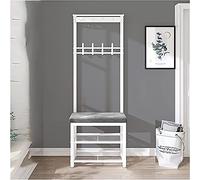 3-in-1 Entryway Bench with Coat Rack and Shoe Storage, Velvet Cushion Hall Tree, Easy Assembly, Stylish Hooks, Space-Saving Shoe Rack, 24-inch Home