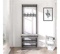 3-in-1 Entryway Bench with Coat Rack & Shoe Storage, Black Hall Tree with Velvet Cushion, Easy Assembly, Hooks for Coats & Shoes, Stylish 24-inch Space Saver