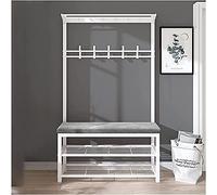 3-in-1 Entryway Bench with Coat Rack & Shoe Storage, Velvet Cushion, Easy Assembly, Grey Hall Tree, Stylish nizer for Coats & Shoes, 39 Inch