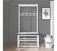 3-in-1 Entryway Bench with Coat Rack & Shoe Storage, Velvet Cushion Hall Tree, Easy Assembly, Hooks for Coats, Stylish Shoe Rack for Home nization
