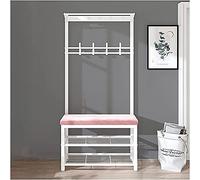 3-in-1 Entryway Bench with Coat Rack & Shoe Storage, Velvet Cushion Seat, Space-Saving Hall Tree with Hooks, Easy Assembly, Perfect for Home nization