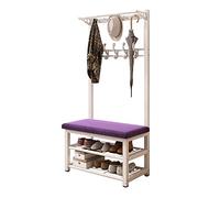 3 in 1 Entryway Bench with Shoe Rack Metal Hallway Fur 10 Hooks Storage Shelf Stylish & Space Saving Design Dimensions: 80 x 33 x 172 cm.