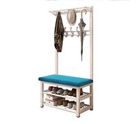 3-in-1 Entryway Coat Rack Shoe bench,Hall Tree with Storage Bench and Coat Racks Entryway Storage Shelf Organizer with 10 Hooks, Accent Furniture with Metal Frame 80X33X172CM