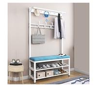 3-in-1 Entryway Coat Rack Shoe Bench with Umbrella Holder & Top Shelf Stylish Carbon Steel Hall Tree for nized Entry Blue 60CM