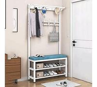3-in-1 Entryway Coat Rack & Shoe Storage Bench - Space-Saving Freestanding with Removable Hooks & Multi-Level Shoe Shelf 80x33x170cm
