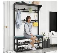 3 in 1 Entryway Coat Rack Stand with Shoe Bench 8 Hooks for Easy nization Free Standing Metal Frame Hanger Ideal for Hallway & Bedroom Storage Solutions