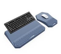 3-in-1 Ergonomic Keyboard Stand with Wrist Rest & Mouse Pad Set, Comfy Keyboard Riser Holder Soft Mousepad with Massage Design, Memory Foam and Non-Slip PU Base for Pain Relief, Blue