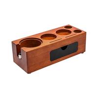 3 in 1 Espresso Knock Box and Tamping Station 51/54/58MM Espresso Coffee Anti-Slip Sapele Wood Coffee Tool Organizer with Portafilter Holder Coffee Station Organizer for Home Bar