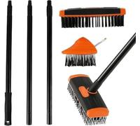 3 in 1 Extendable Telescopic Handle Paving Garden Patio Cleaner Weed Brush Broom Twin Heads Set UK