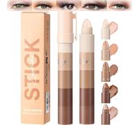 3-in-1 Eyeshadow Stick with Waterproof Matte Formula - Long-Lasting Eye Crayon for Blendable Eye Makeup Velvety Texture Kajal Eyeliner Pencil Cream - Eyeshadow Stick for Contour Highlighting (Brown)