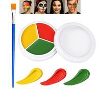 3 in 1 Face Body Paint Set - Red-Orange Yellow Green Oil-Based Blendable Colours - Waterproof Long Lasting Makeup Kit for Halloween Zombie Vampire Clown Skeleton Cosplay Football Fans (#04)