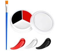 3 in 1 Face Body Paint Set - Red White Black Oil-Based Blendable Colours - Waterproof Long Lasting Makeup Kit for Halloween Zombie Vampire Clown Skeleton Cosplay Football Fans (#01)
