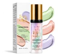 3 in 1 Face Primer with SPF 50 P Tinted Sunscreen Makeup Primer for Women - Color Correcting Primer with Green Pink Purple Shades - Hydrating Primer & Oil Control Base Makeup Before Foundation