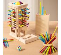 3-In-1 Family Fun Ball Drop Game Reusable Wooden Board Parent-Child Interactive Wear Resist Early Education Stick Essential Entertainment Concentration Balance Perfect for Nights, Parties
