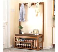 3-in-1 Farmhouse Entryway Hall Tree with Bench, Shoe Storage Cabinet & 9 Double Hooks for Small Spaces - Stylish Space-Saving Furniture (100CM)