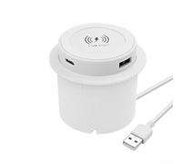 3-in-1 Fast Wireless Charger Station, Multifunctional Pop-Up 10W Fast Charging, Dual USB Charging For Smartphone,Smartwatch,Earbuds (White)