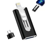 3-in-1 Flash Drive, 64GB Large Capacity Memory Stick Compatible with iOS/Android/PC, USB Flash Drive for Mobile Phones and Computers, High-Speed Memory Stick for External Data Storage (Black)