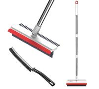 3 in 1 Floor Scrubbing Brush, VEGCOO 123 cm Adjustable Long Handle Scrubbing Brush Floor Squeegee with Short Handle Brushes for Hard Floor, Patio, Deck, Tile Crevices, Bathroom