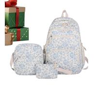 3-in-1 Floral Backpack, Women Flower Print Bookbag With Sling Bag And Pouch | For School, College, Commuting, Camping, Travel, Office, Fashion Rucksack Shoulder Bags Casual Travel Dayp-ack