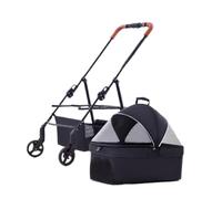 3-in-1 Foldable Pet Stroller with Detachable & STO Basket, 4-Wheel Dog/Cat Stroller for Mum & Small Pets - Lightweight & Portable (Black)
