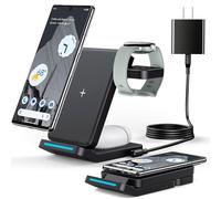 3 in 1 Foldable Wireless Charger for Google Pixel Watch 3/2, Black