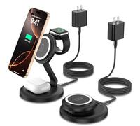 3 in 1 Foldable Wireless Charger iPhone Charging Station, 2Pack Magnetic Stand Wireless Charger Dock for Apple Multple Devices, with PD Adapter and USB C Cable for iPhone, iWatch & Airpods All Series