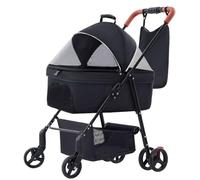 3 in 1 Folding Dog Stroller,Pet Stroller for Small/Medium Dogs with Detachable Carrier,Cat Strollers for 2 Cats with 4 Large Upgraded Wheel,Breathable and Visible mesh