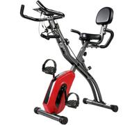 3-In-1 Folding Exercise Bike with Resistance Bands, Bluetooth App, 8-Level Magnetic Resistance, LCD Display, Red